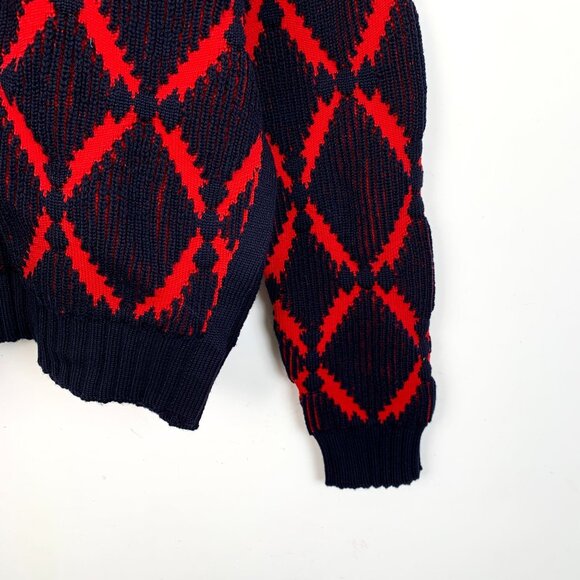 Versace Geometric Knit Sweater Size 42 Red & Black Wool - Picture 4 of 6